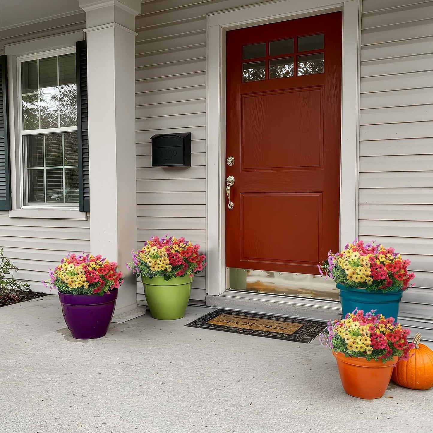 Artificial Flowers for Outdoors 12 Bundles, UV Resistant Colorful Fake Silk Flower Outdoor Planter Garden Decor Indoor Decorations