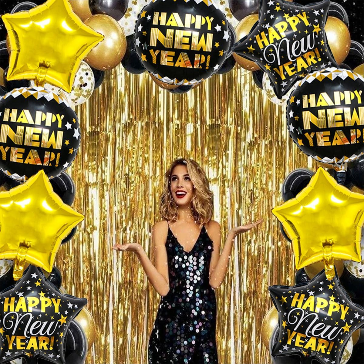 Happy New Years Balloons Set, Large Happy New Year Foil Balloons, New Year Decorations 2025, New Years Eve Party Supplies 2025 Happy New Years Decorations