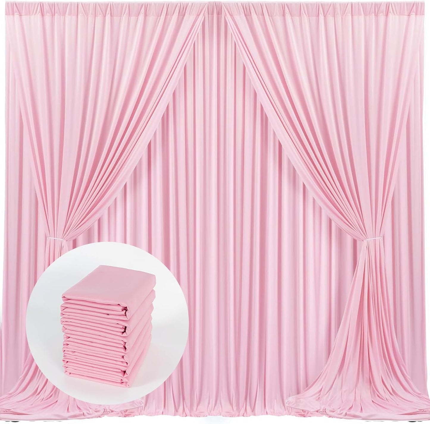 6 Panels Pink Backdrop Curtain for Parties Rod Pocket Pink Curtains Photography Backdrop Drapes Privacy Fabric Decoration for Birthday Party Wedding Baby Shower Home Decor, 5ft x 10ft