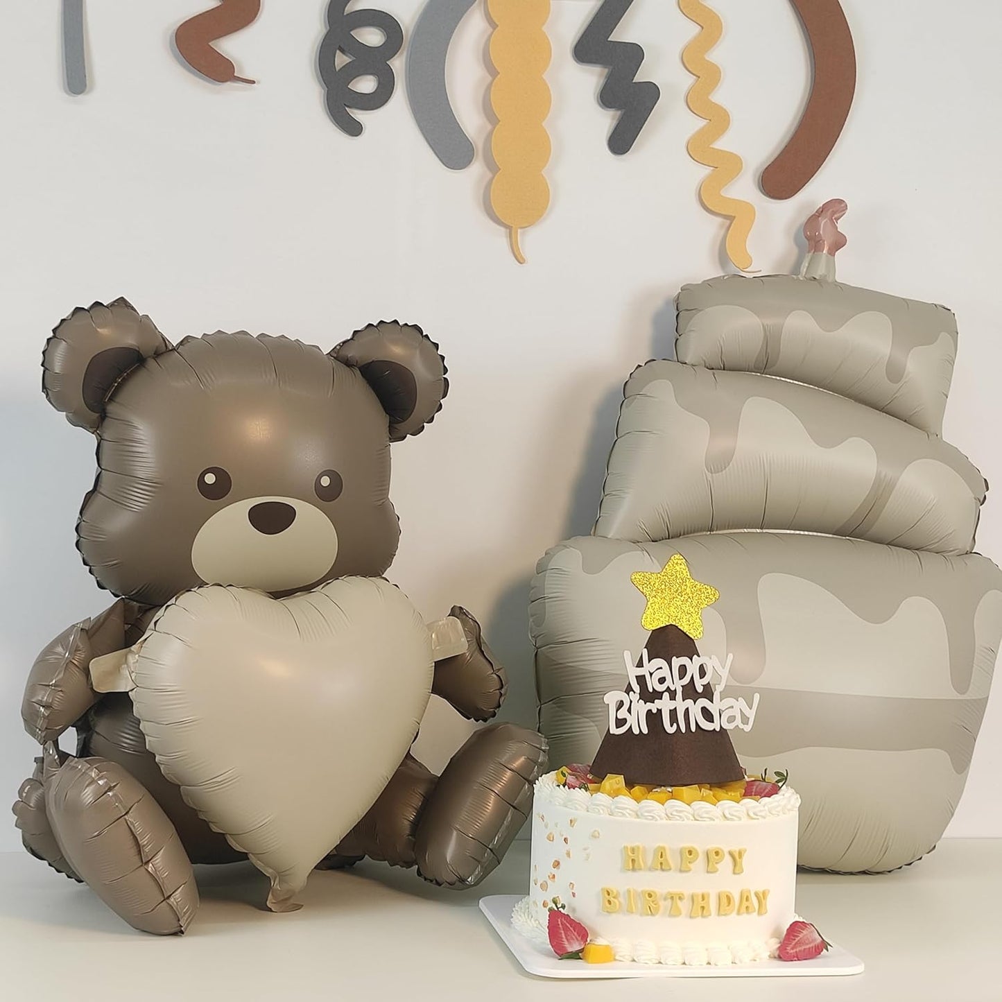 Matte 4D Cake Aluminum Foil Baby shower boy girl Balloon Gift Decoration Kids Birthday Party Theme Birthday Party Decorations