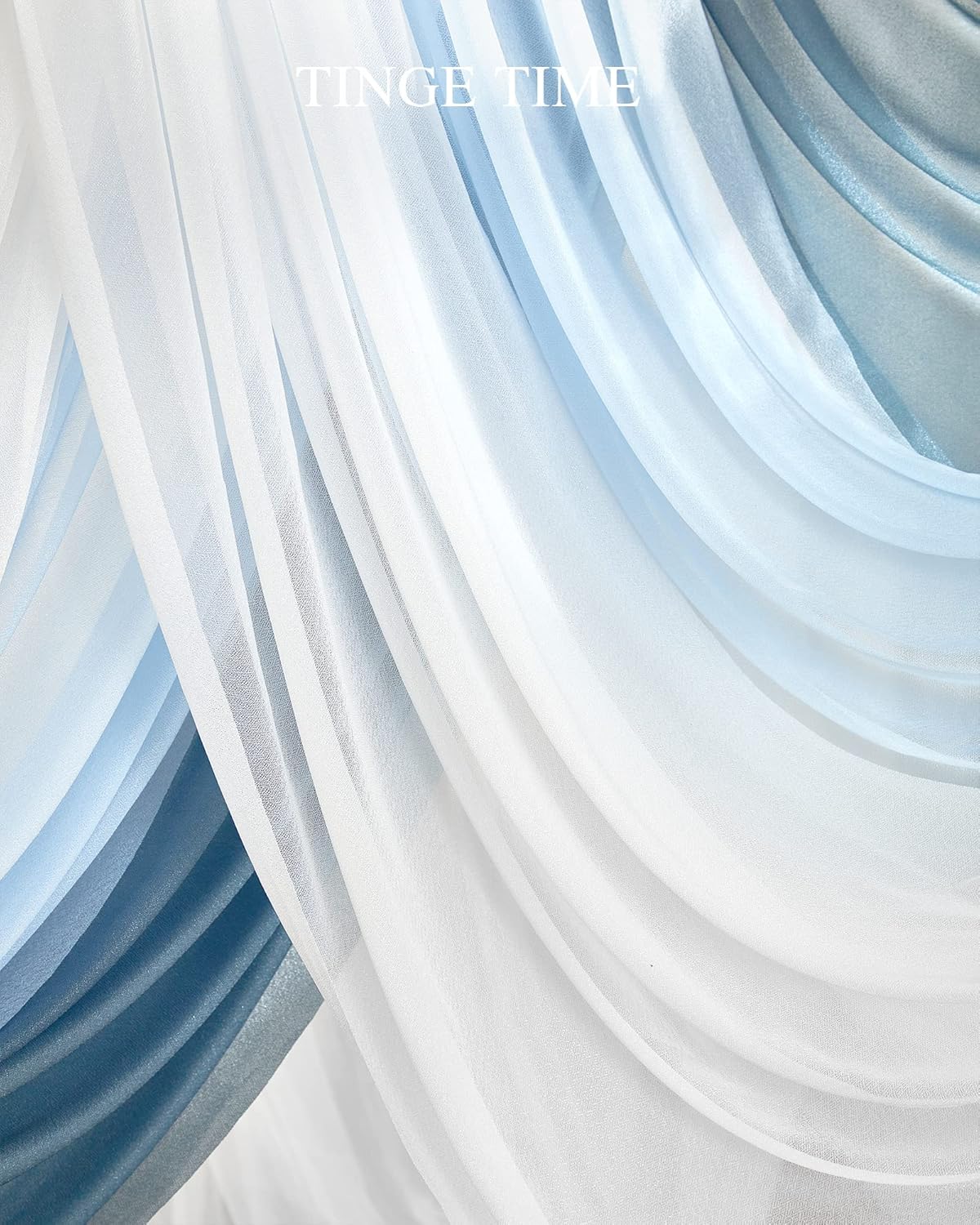 TINGE TIME 3 Panels Wedding Arch Draping Fabric, 30" x 20ft Gradient Blue Chiffon Fabric Drapery Sheer Backdrop Curtain for Weddings Ceremony Party Decoration,Wedding Arch Drapes for Weddings Ceremony