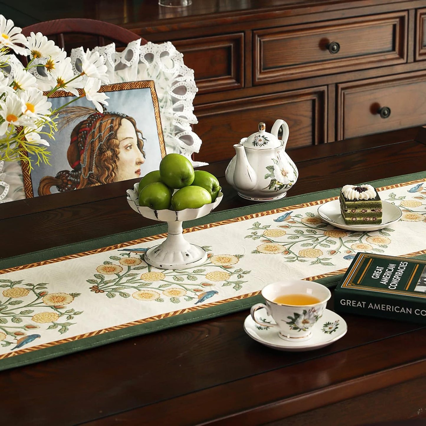 patdrea Velvet French Table Runner Farmhouse for Home Kitchen Dining Decor Parties Family Dinners Wedding 12"*71"