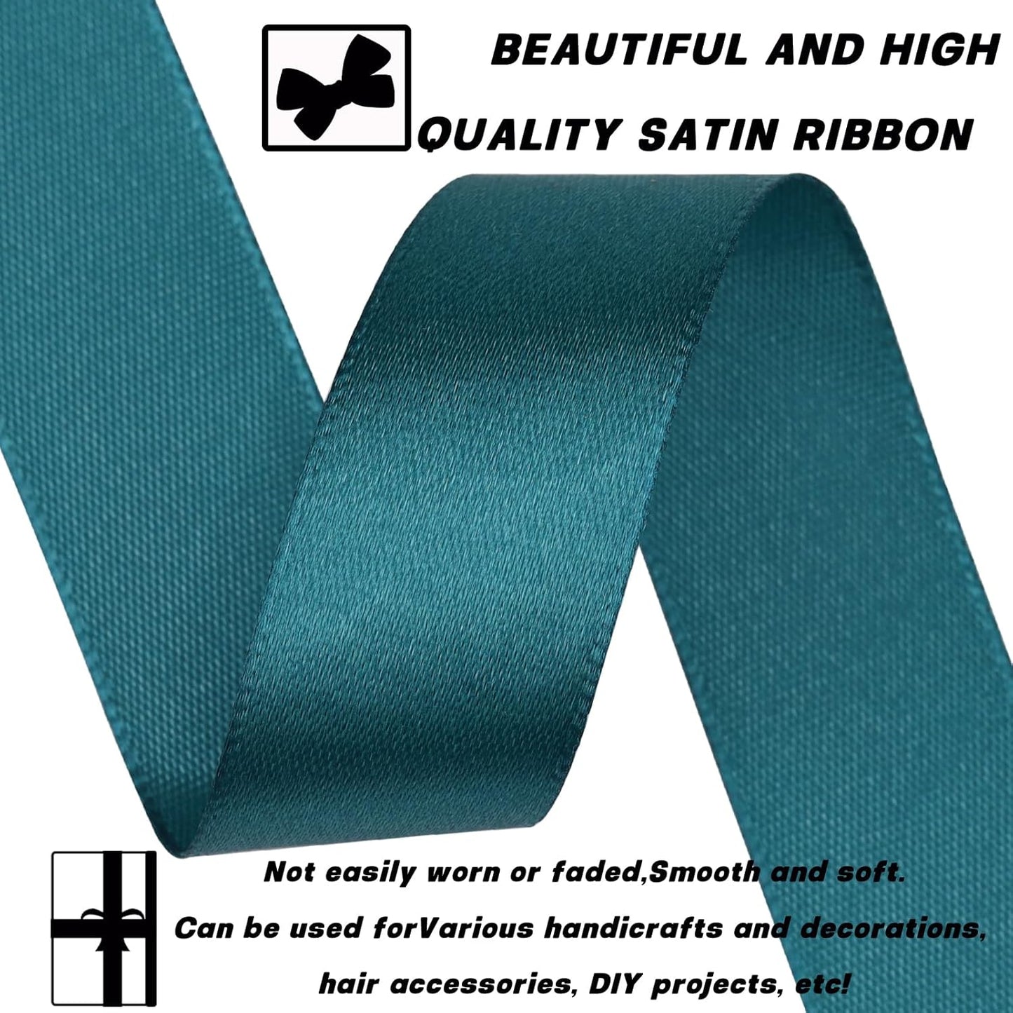Greenish Blue Ribbon 7/8 Inch 60 Yards Satin Craft Ribbon-Single Face Polyester Ribbon for Handmade Roses,Gift Wrapping,Timeless Flower,Bouquets,Wedding and Party Decoration