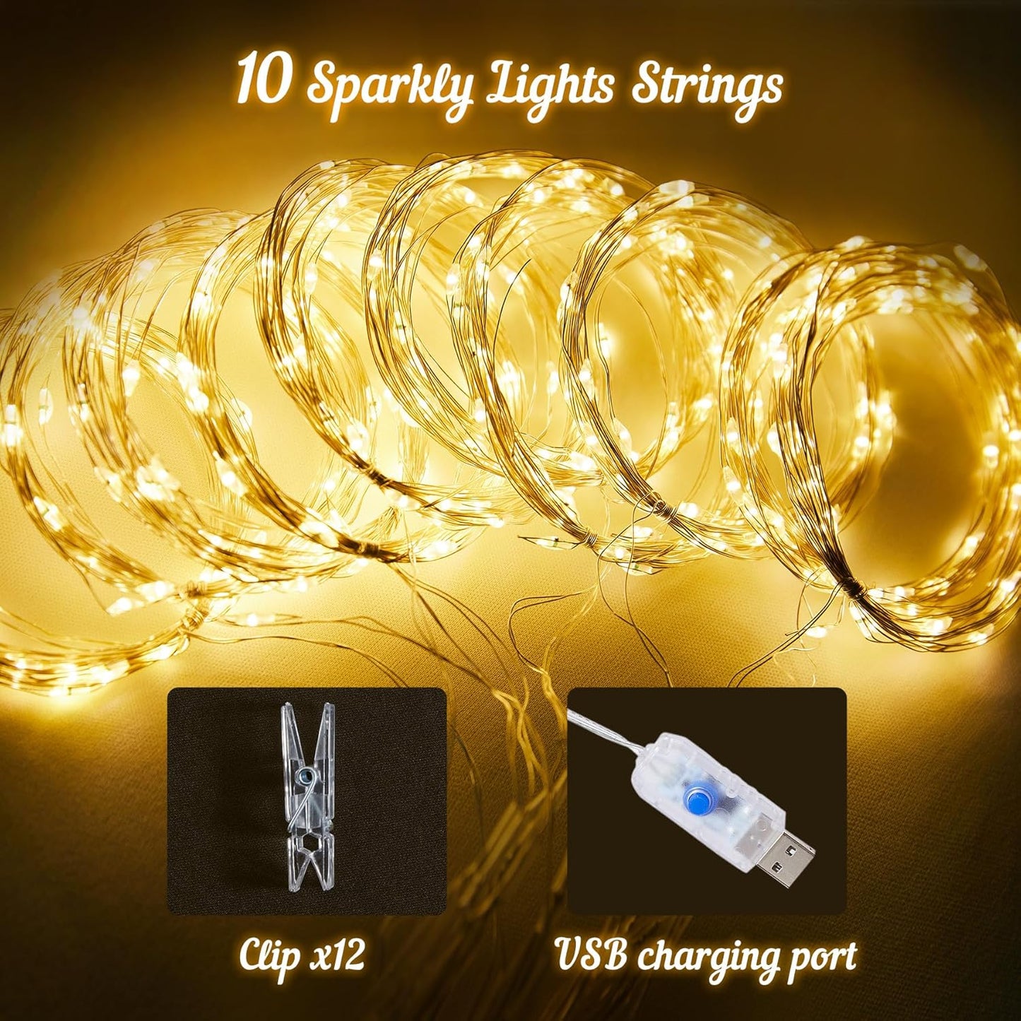 10ft x 10ft Champagne Sheer Tulle Backdrop Curtains with Lights String Wedding Backdrop for Reception Ceremony Birthday Party Baby Shower Photo Booth Background Decoration