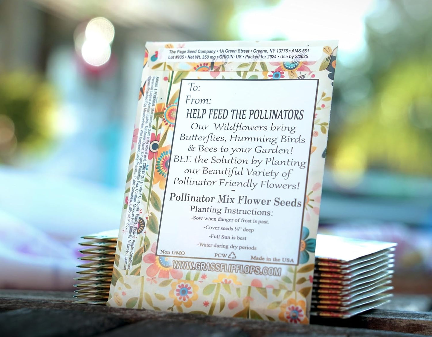 Pollinator Paradise Seed Mix (20 Packs) Seeds Packets for Humming Birds, Butterflies and Bees - Ideal for Wedding Party Favors Bridal Shower School Events Thank You Corporate Event Memorials