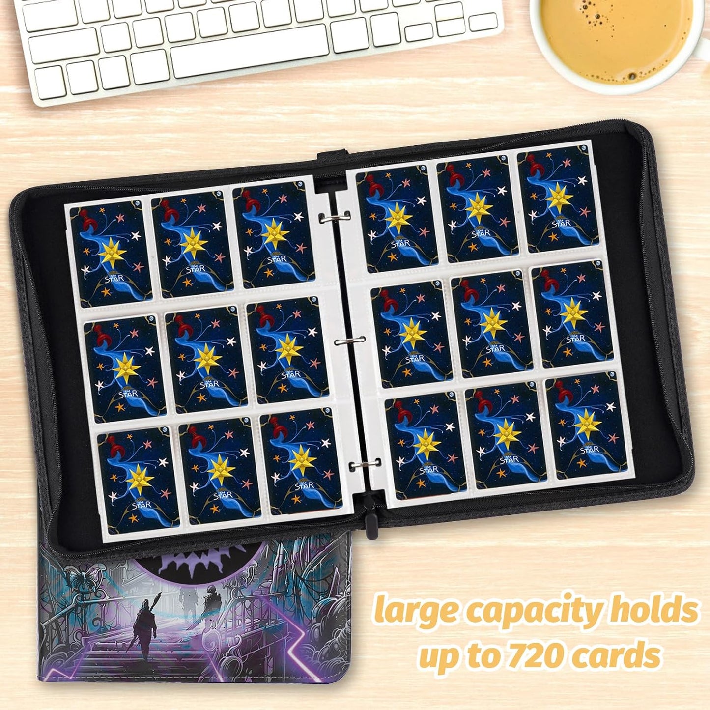 Card Binder for MTG Cards, Premium 9 Pocket Card Binder for Trading Cards, 720 Double Sided Pocket Collector Card Album for Standard Cards,Card Collection Folder for YGO/PTCG/Game Cards (Purple Print)