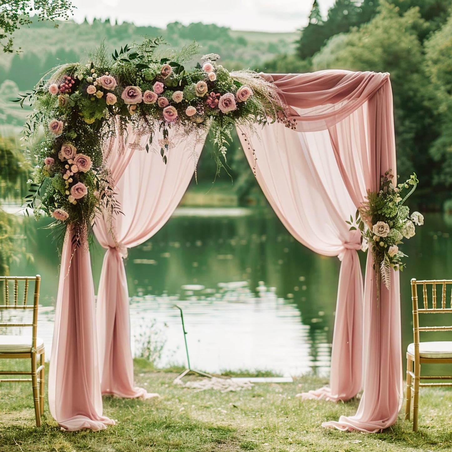 Wokceer Wedding Arch Draping Fabric 28.7"" x 20FT Dusty Rose Drapes Sheer Fabric Backdrop Arch Draping Fabric for Wedding Ceremony Birthday Party Bridal Shower Decoration, 1 Panel