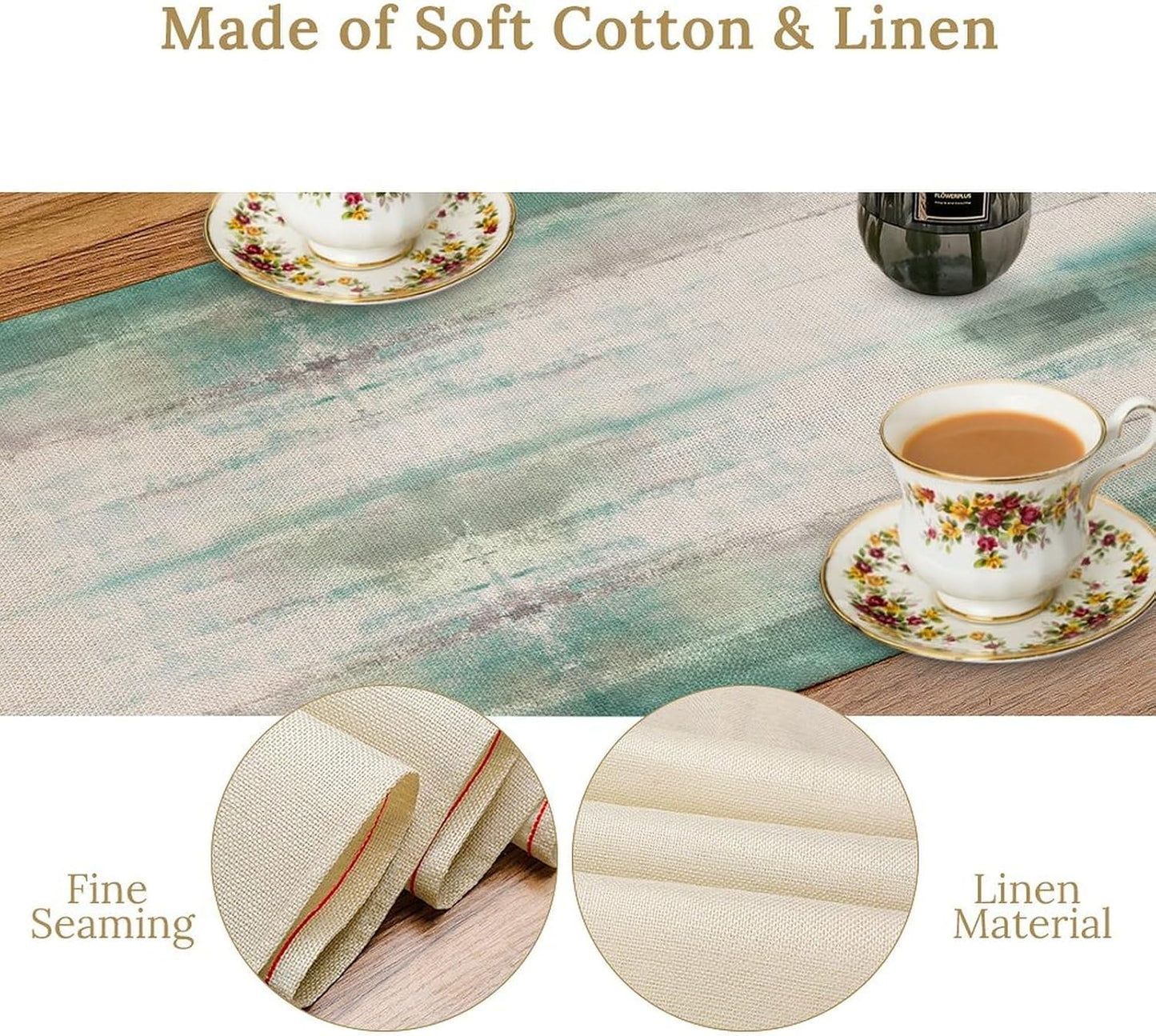 Daisy Floral Table Runner, Rustic Seasonal Spring Wild Flower Rustic Blue Wood Farmhouse Table Center Decor for Home Kitchen Dining Patio Holiday Party Indoor Outdoor Table Decorations, 13"x108" Inch