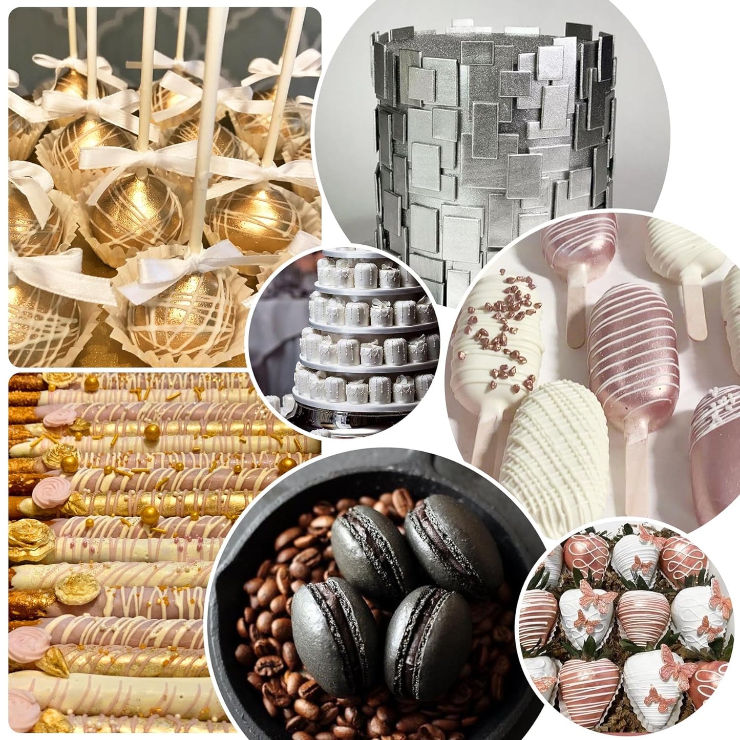 Edible Glitter Paint - 2 fl.oz Food Grade Metallic Glitter Cake Paint for Cake Decorating, Baking, Cupcakes - Shimmer Art Decorative Liquid Edible Paint Food Coloring for Fondant, Donuts (Rose Gold)