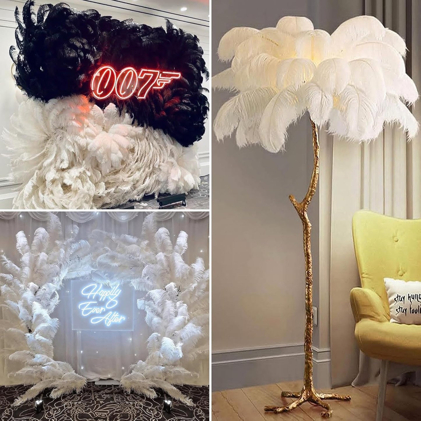 Larryhot White Large Ostrich Feathers - 28-30 inch 10pcs Feathers for Vase,Wedding Party Centerpieces and Home Decorations (White)