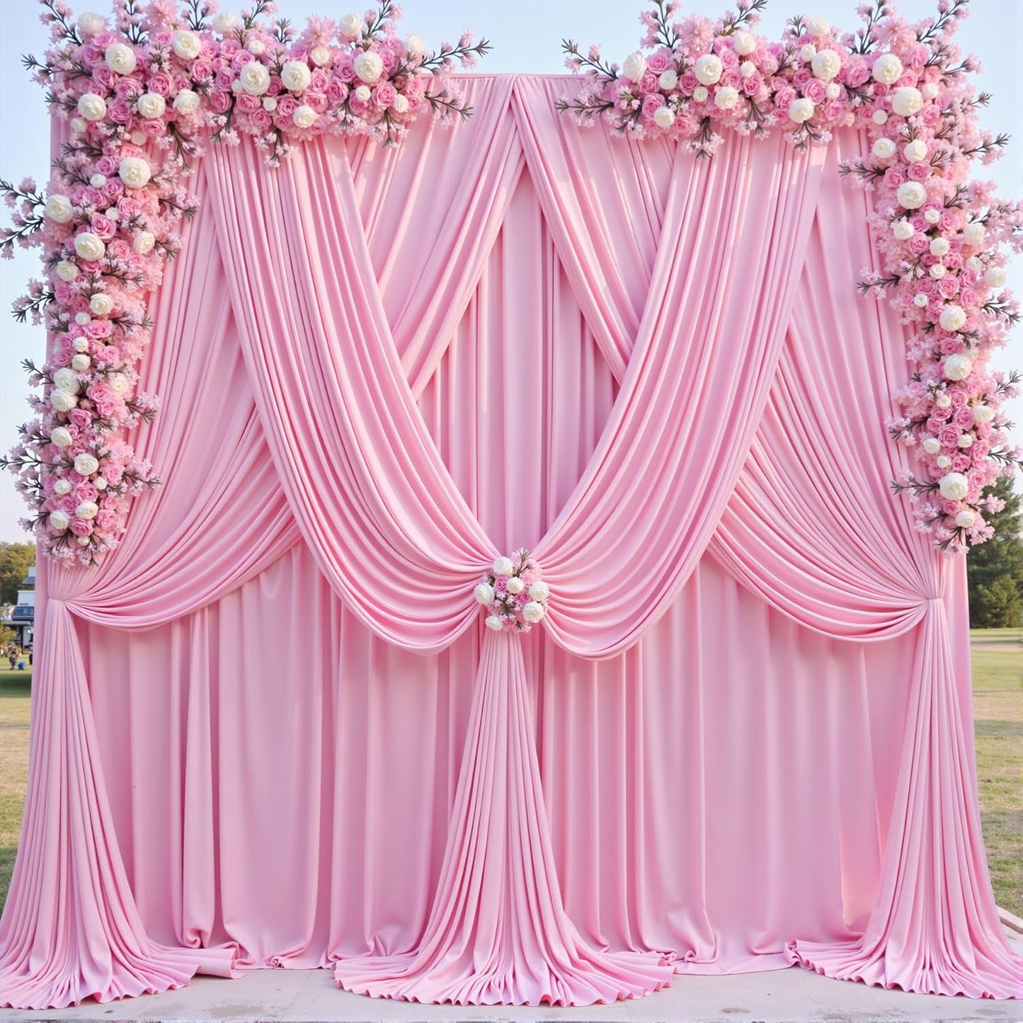 Wrinkle Free Pink Backdrop Curtain for Parties Background, Silky Photo Curtains Backdrop Drapes 2 Panels Back Drop Cloth for Wedding Birthday Photography Baby Shower Decor,10ftx10ft