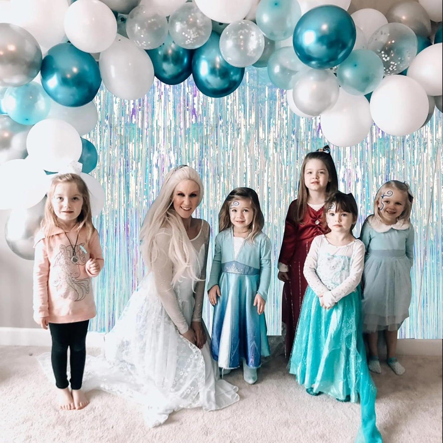 BEISHIDA 2 Pcs Door Streamers Curtain Iridescent Streamers Baby Shower Party Streamers Backdrop Party Decorations Wall Background Photo Booth Props(3.28 ft x 6.56 ft)