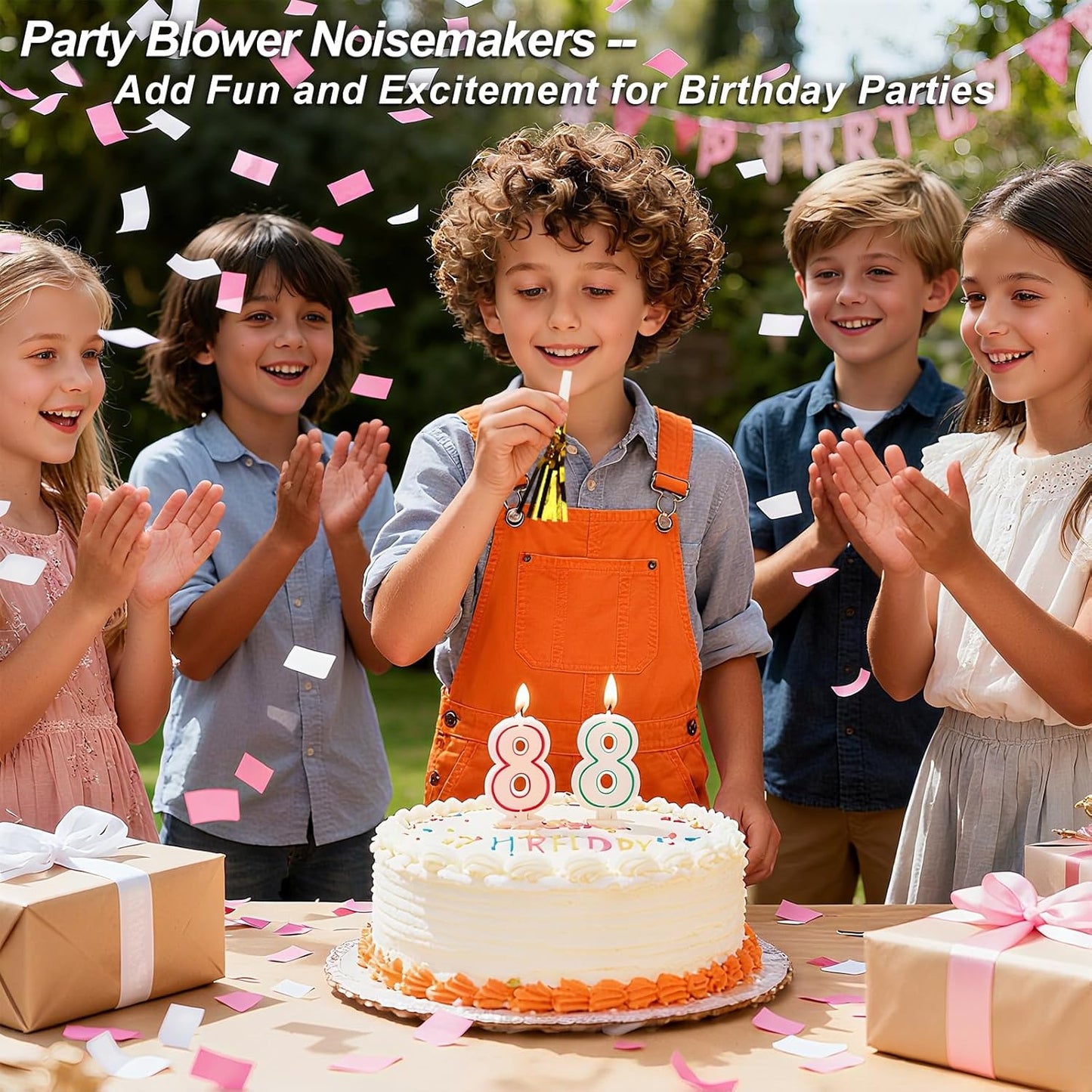 24PCS Bulk Party Blowers & Colourful Noise Makers - Fringed Glitter Party Horns Whistles for Birthday Graduation Christmas New Year - Premium Party Supplies (Mixed Colors)