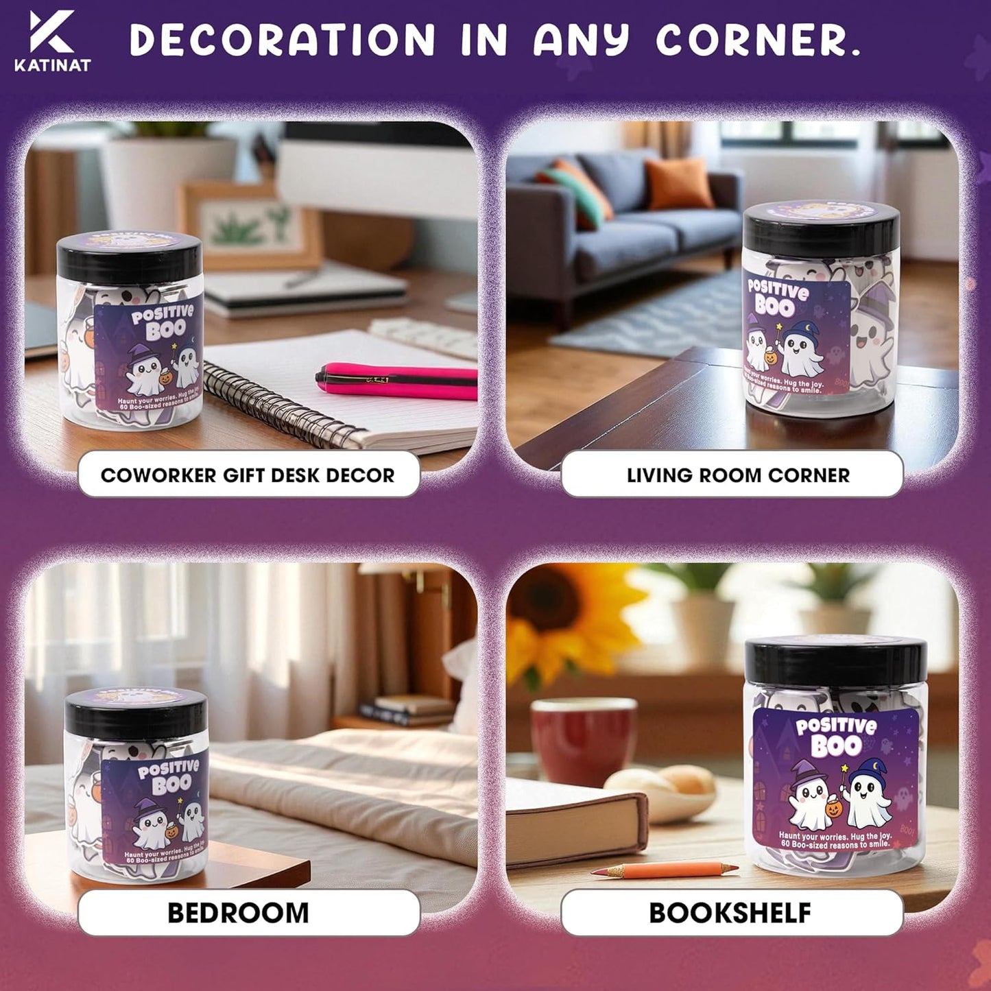 Positive Ghost Affirmation Jar ā Emotional Support Ghosts Jar, Boo Basket Stuffers for Women, Teens, Funny Halloween Gifts for Women, Kids, Teens, ā Cute Halloween Basket Stuffers Ideas