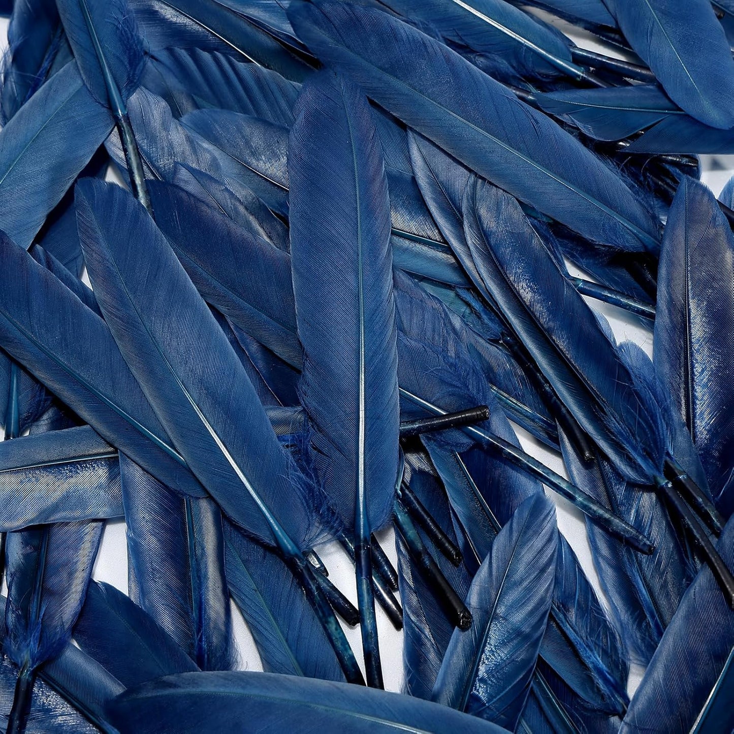 FeelfunFeather 120pcs Navy Blue Goose Cochettes Feather Natural Bulk 4-6 inch 10-15cm for Wedding Party Christmas Decorations DIY Crafts Goose Cochettes Feather