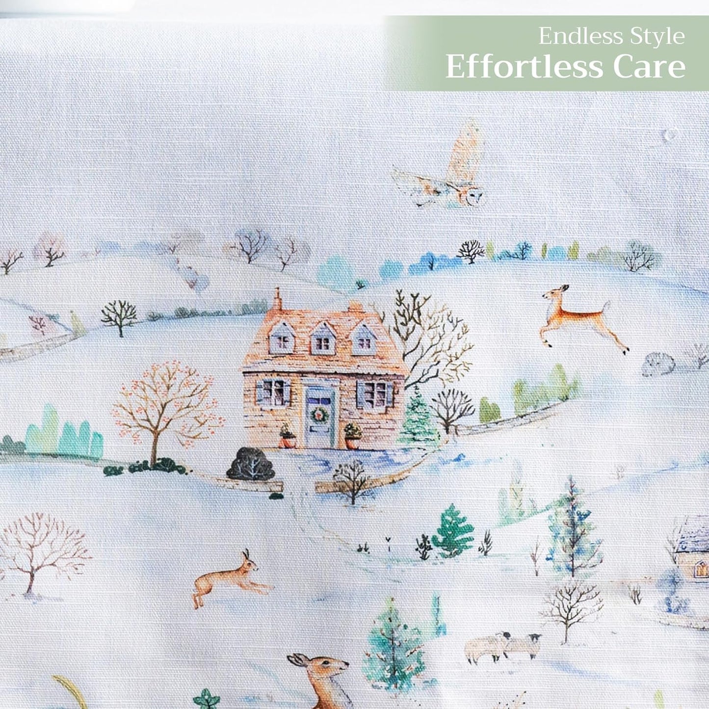 Maison d' Hermine Table Runner 100% Cotton Double Layer Table Runners 108 inches Long for Thanksgiving Christmas Decorations Home Kitchen Dining Party Wedding (Snowy World, 14.5" x 108")