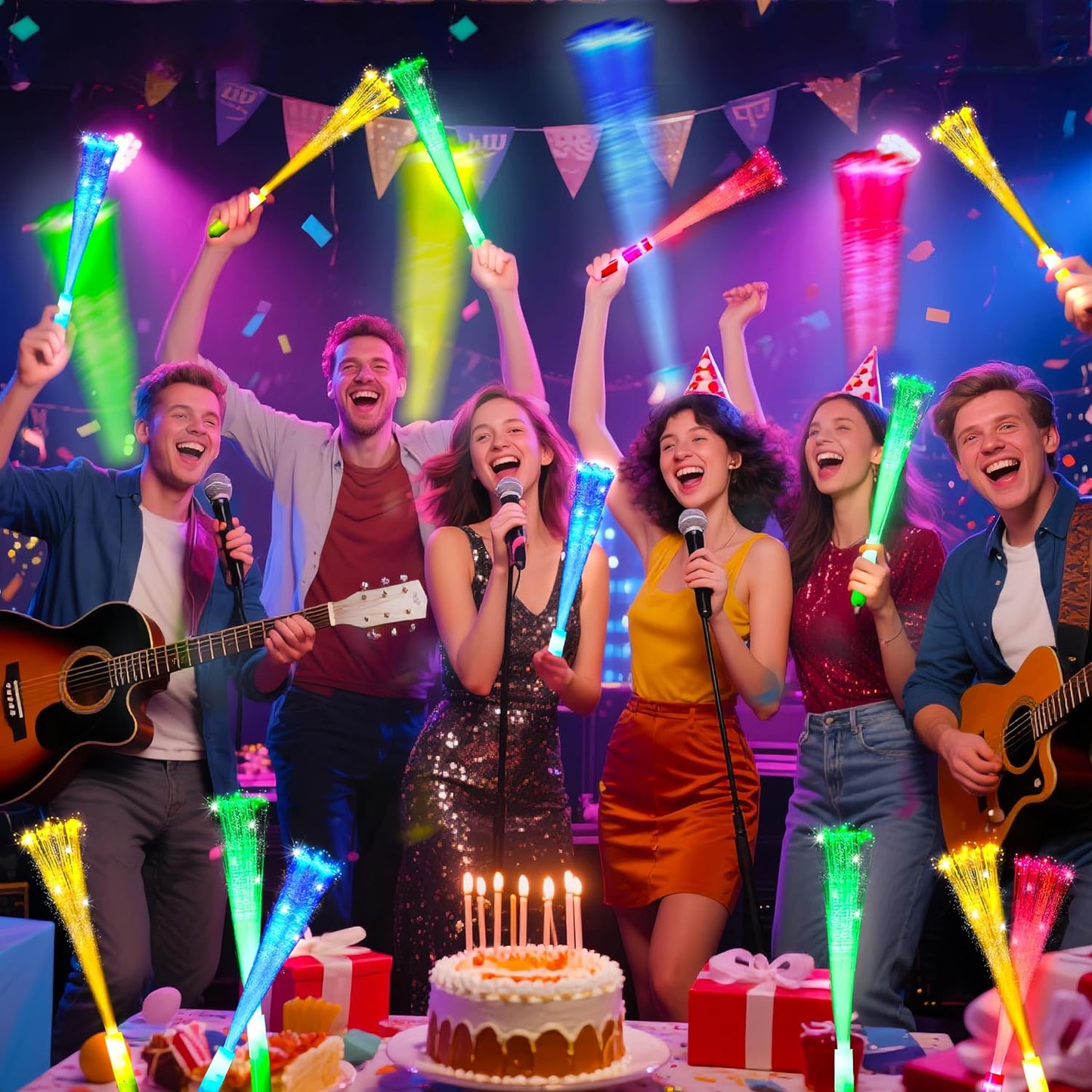 OceanWings Glow Fiber Optic Wands,Halloween Glow Sticks Bulk Party Pack,Glow in the dark Party Supplies Favor Flashing Light Up Sticks for Birthday Holiday Party Wedding Halloween Christmas(72)