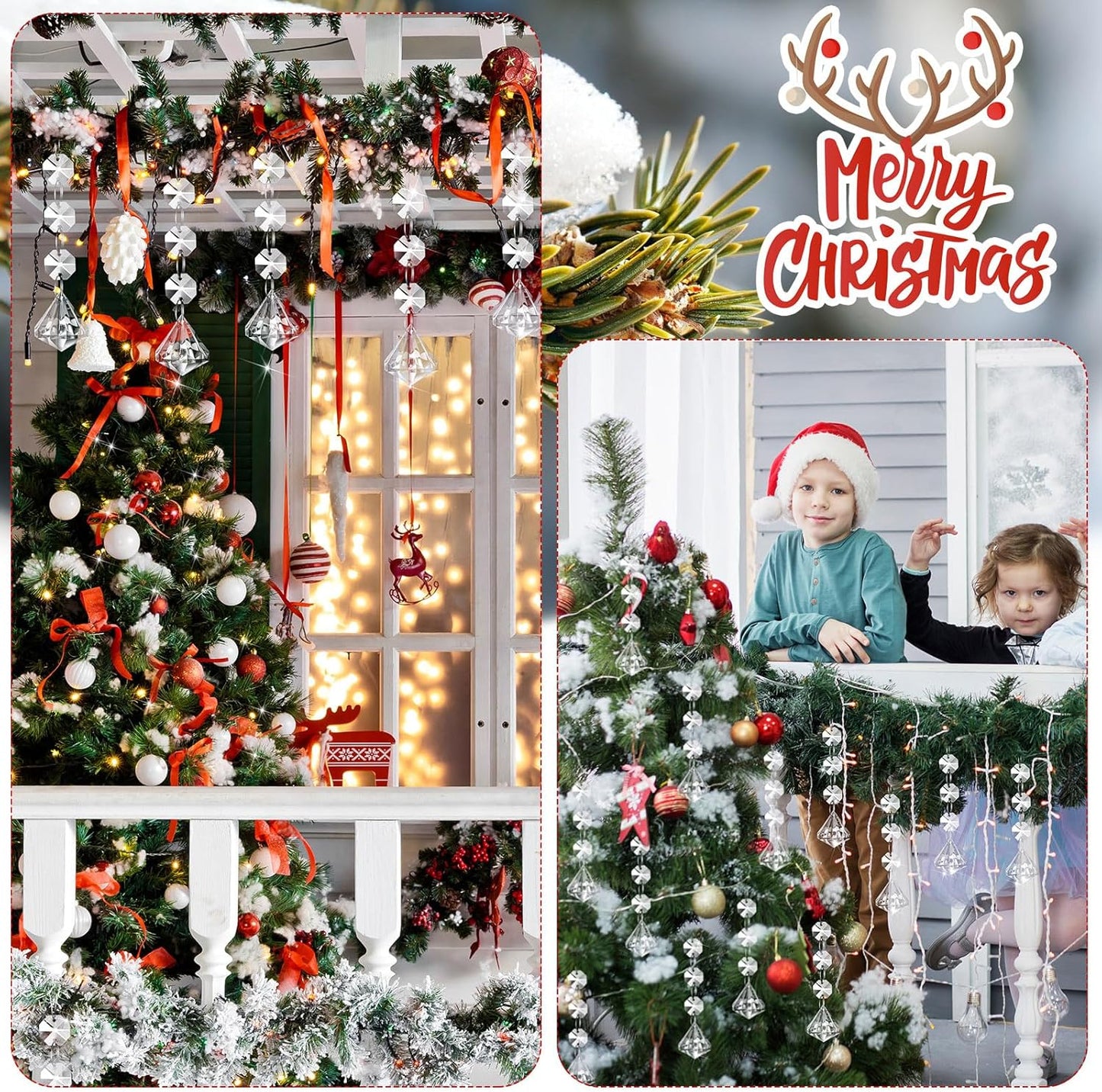 Nuenen 100 Pcs Hanging Crystals for Centerpieces Acrylic Chandelier Garland Beads Strands Prism Decorations Clear Teardrop Chandelier Crystals Pendant Wedding Home Garden Outdoor Ornaments(Diamond)