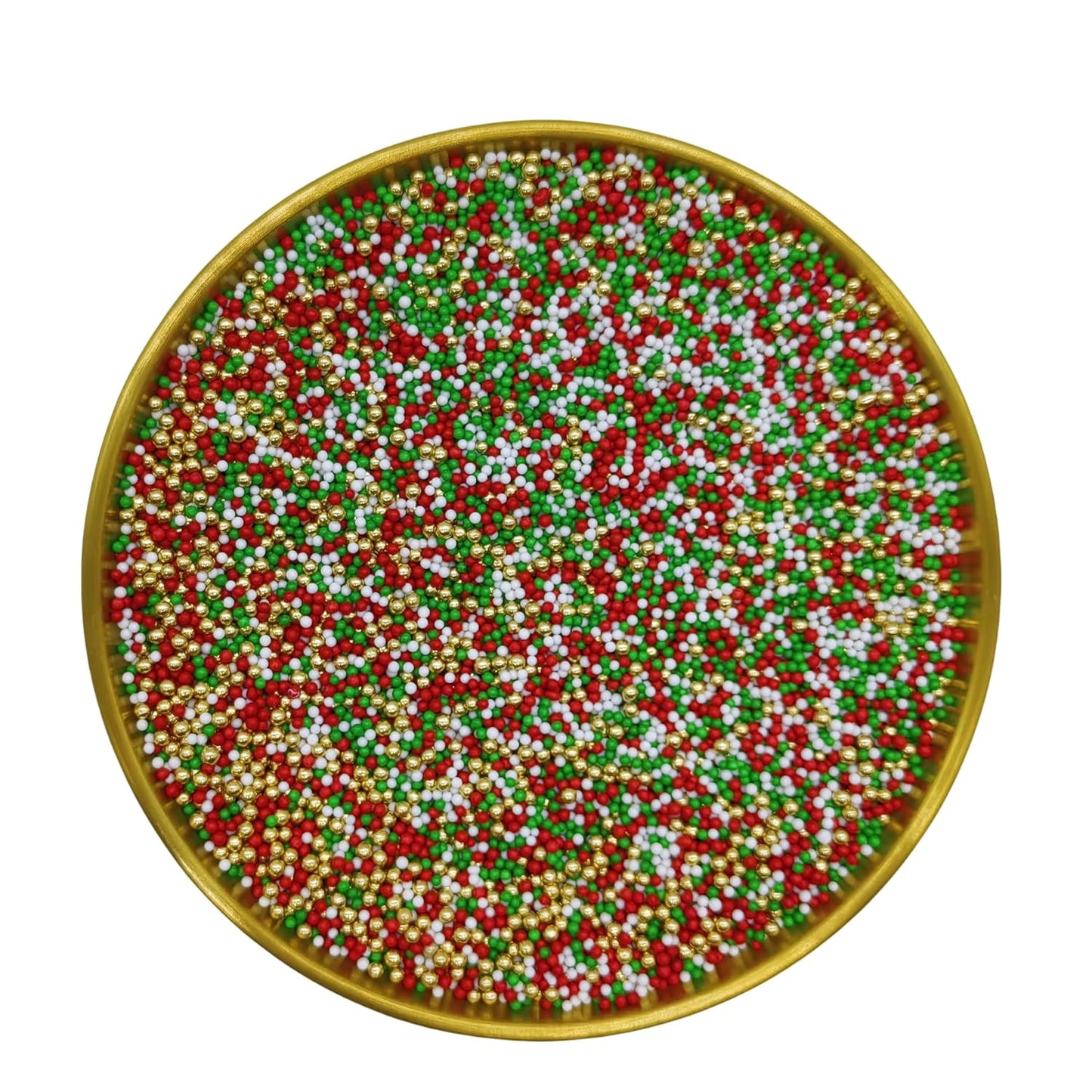 Edible Red & Green & White & Super Gold Sprinkles Candy 2mm Mini Pearls Cake Decorations Cupcake Toppers Cookie Decorating Perfect for Wedding Party Valentine Halloween Christmas Supplies 3OZ
