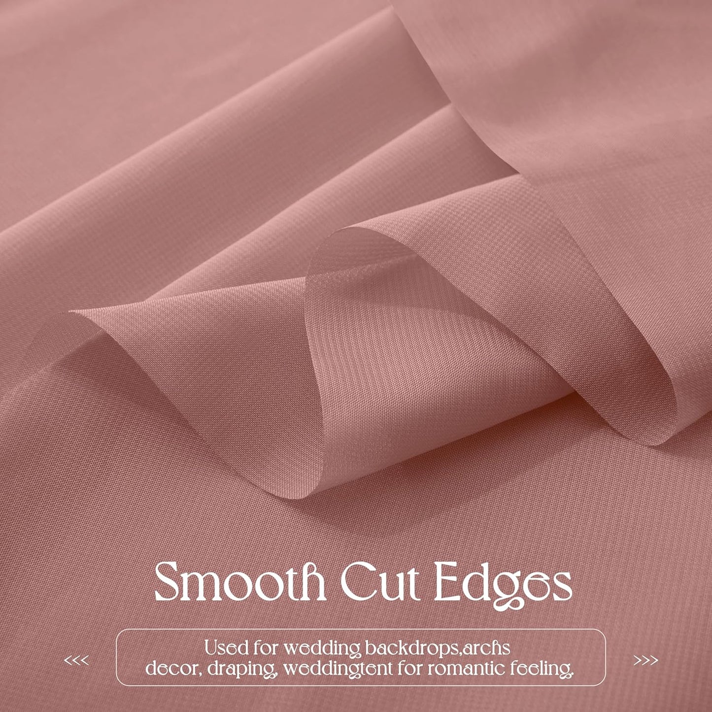 VACVELT Wedding Arch Draping Fabric Dusty Rose Chiffon, 1 Panel Sheer Drapes 30 Inch x 20ft Chiffon Backdrop Curtain Decor, Outdoor Sheer Drapery for Ceremony Party Ceiling