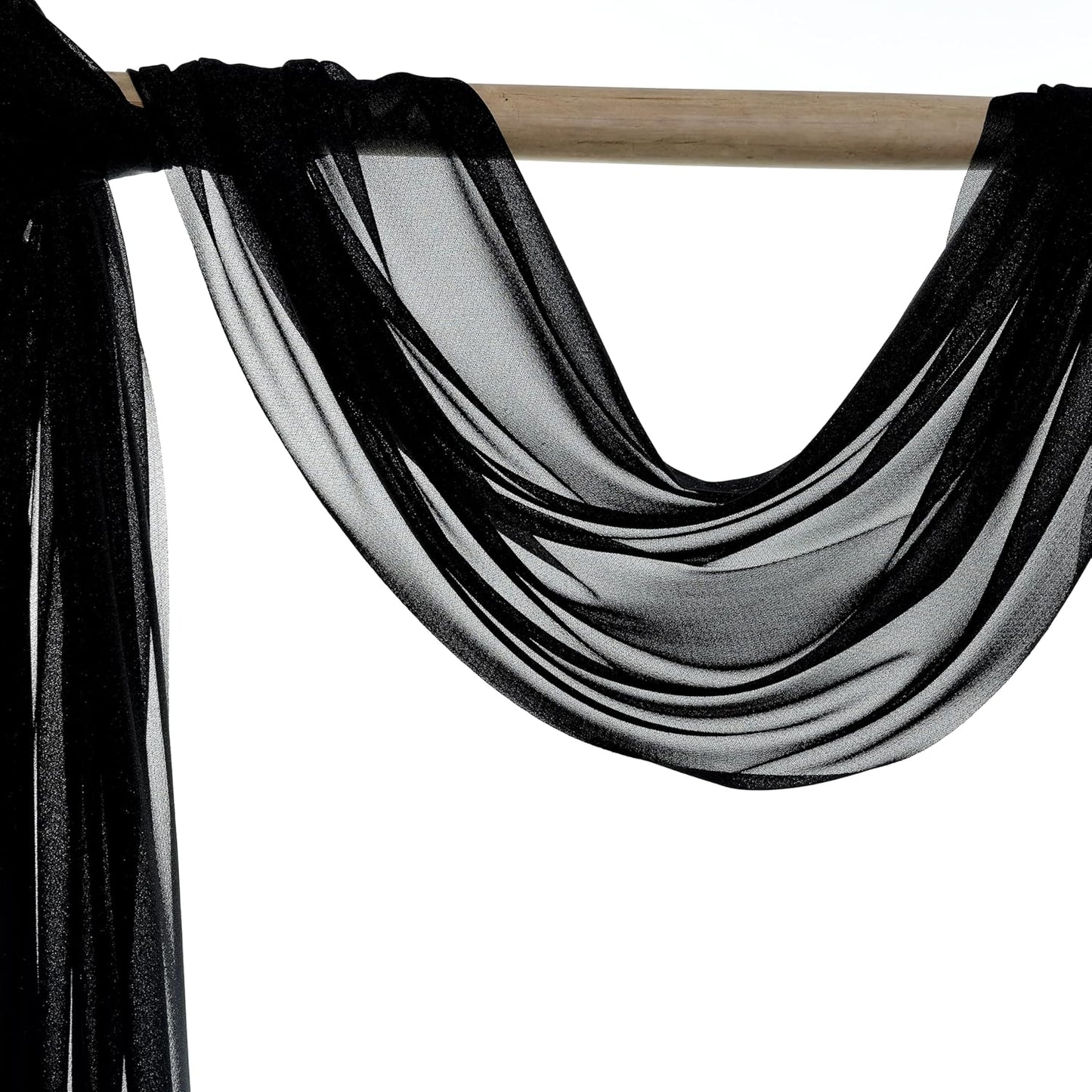 VDS Pack of 1 Panel (30 Inch X 50 Feet) Wedding Arch Draping Fabric Sheer Chiffon Fabric Drapery for Wedding Ceremony Reception Swag Backdrop Canopy Chuppah ARBO Altars Decoration (Black)