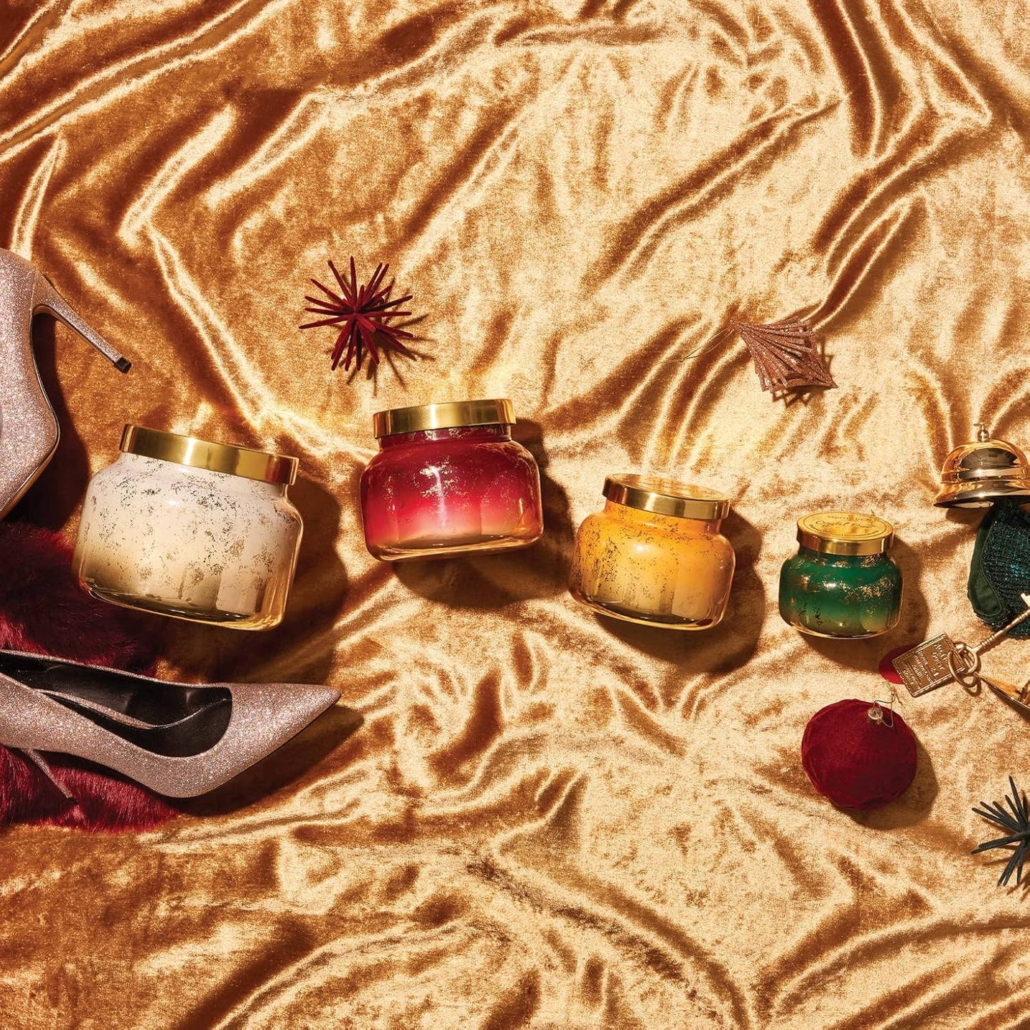 Capri Blue Glimmer Jar Candles - Luxury Holiday Scented Candles for Home - Long Lasting Soy Wax Blend - Scented Holiday & Home Decor - Tinsel & Spice Oversized Jar (28 oz)