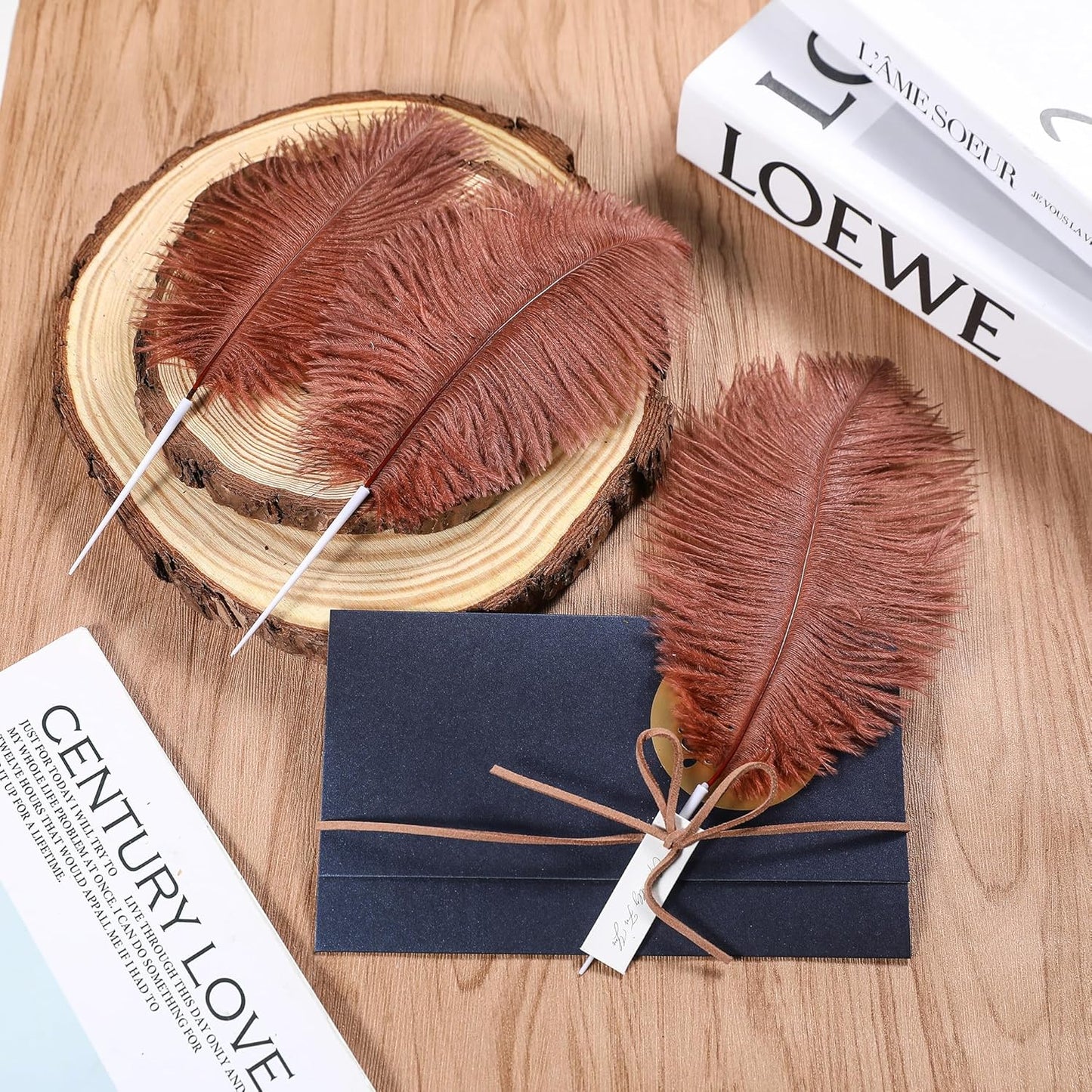 SOGUGOM Brown Craft Ostrich Feathers - 30PCS 6-8 inch Mini Ostrich Feathers Kit for Centerpieces, Kindergarten Crafts, Dream Catchers and Hats(Brown)