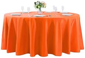 132 inch Round Tablecloth Washable Polyester Table Cloth Decorative Table Cover for Wedding Party Dining Banquet（132 inch,Orange）