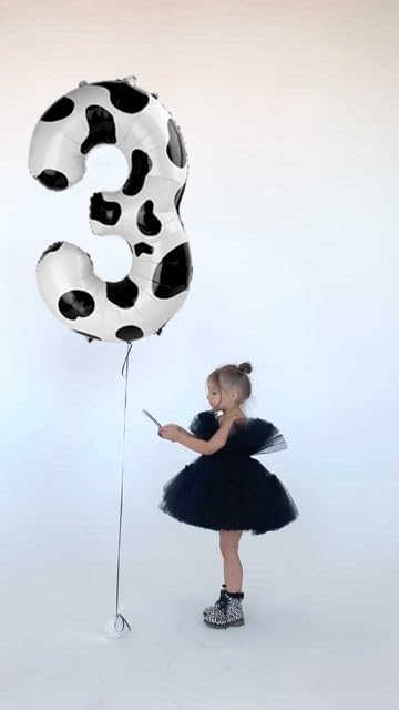 40 Inch Cow Print 3 Large Number Balloon, 3 13 23 30 33 36 38 Cow Print Birthday Party Decorations, Number Three Foil Balloons for Anniversary Party Graduations Celebration Supplies