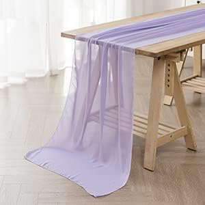 12Pack 9ft Chiffon Table Runner 14x108 Inch Sheer Romantic Table Runner for Wedding Birthday Party Bridal Shower Outdoor Decoration-Lavender