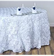 Efavormart 132" Wholesale Round Table Cover White Grandiose Rosette 3D Satin Tablecloth for Wedding Party Event Decoration