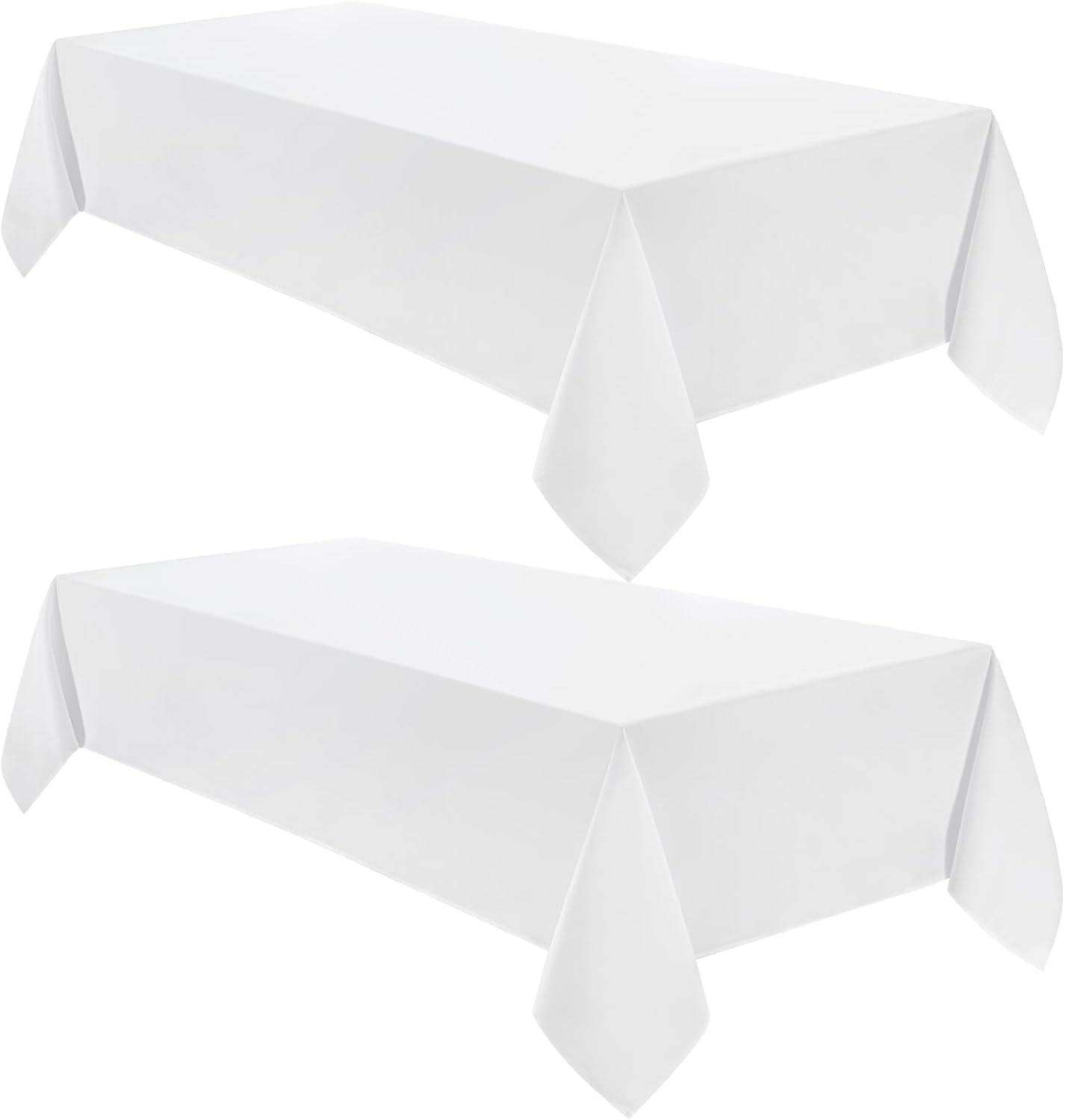 VidaFete Tablecloth 60 * 102inch 2pack Rectangle Table Cloth Polyester, Stain Wrinkle Resistant Dining Table Cover for Kitchen Dinning Party Wedding Rectangular Tabletop Buffet Decoration(White)