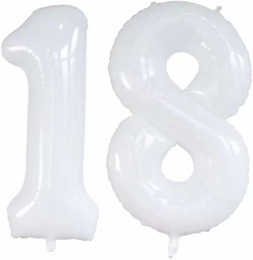 GOER Number 18 Balloons for 18th Birthday Sweet 18 Party Decorations,42 Inch Jumbo Foil Helium 81 Balloons for 81st Birthday Party Decoration (White)