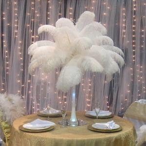 Sowder 14-16inch(35-40cm) Ostrich Feathers,Ostrich Plume,Wedding centerpieces Feathers Plume for Wedding Centerpieces Home Decoration Pack of 10pcs(White)