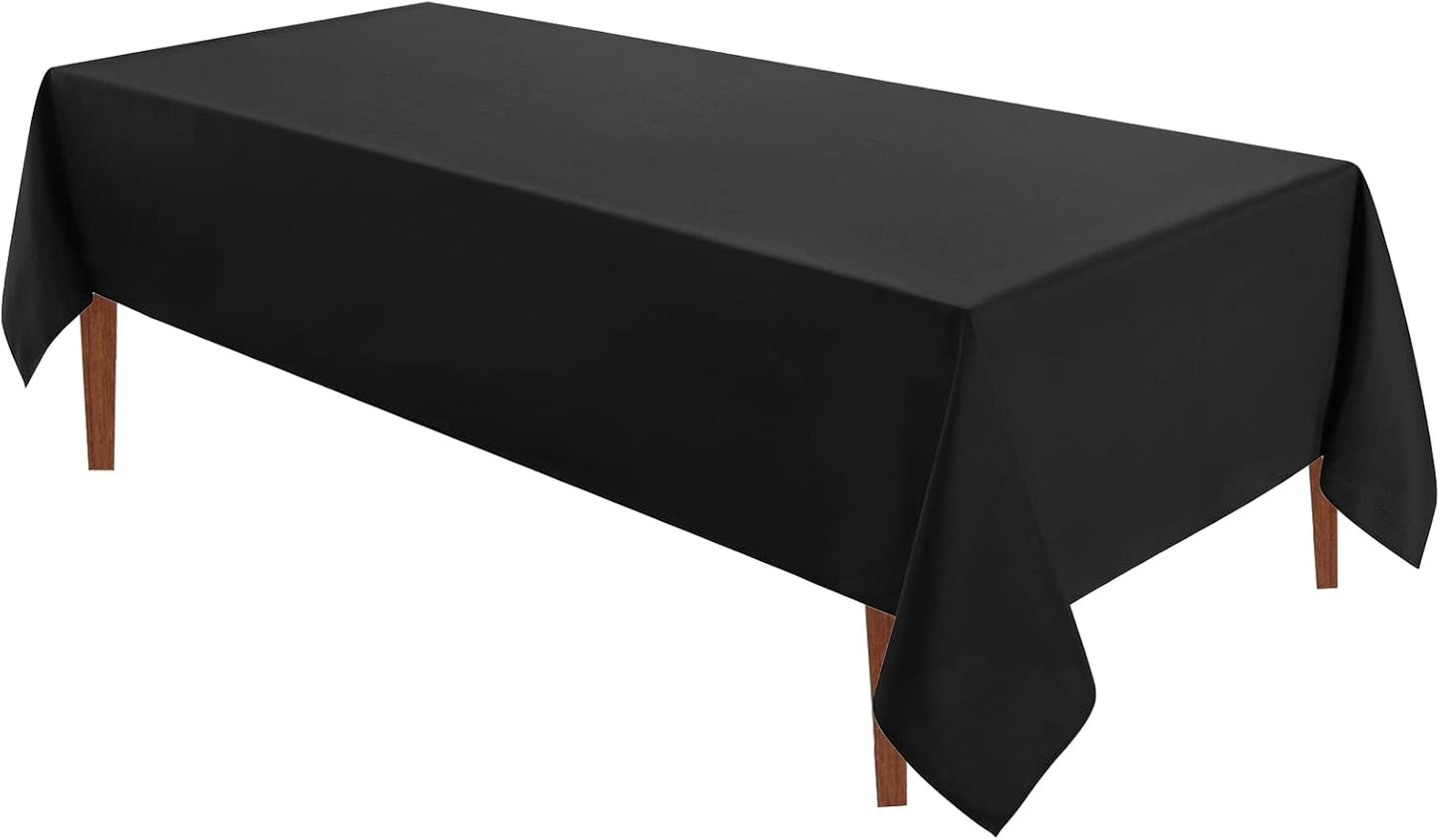 VidaFete Tablecloth 60 * 120inch Rectangle Table Cloth Polyester, Stain Wrinkle Resistant Polyester Dining Table Cover for Kitchen Dinning Party Wedding Rectangular Tabletop Buffet Decoration(Black)