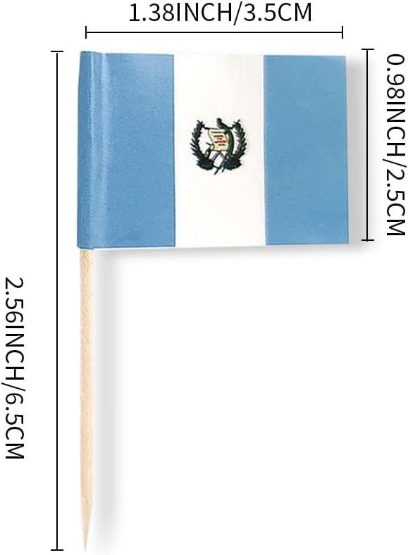 Guatemala Flag Guatemalan Flag, Small Mini Guatemala Toothpick Flags for Food, Cupcakes, Cocktails, Appetizers, Bar Party Decorations