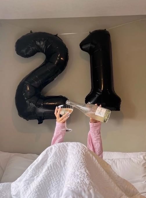 Black Number 21 Balloon 40 Inch Birthday Decorations, Anniversary and Graduation Party Supplies