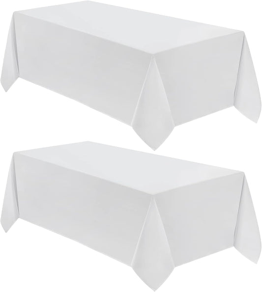 VidaFete Tablecloth 90 * 156inch 2pack Rectangle Table Cloth Polyester, Stain Wrinkle Resistant Dining Table Cover for Kitchen Dinning Party Wedding Rectangular Tabletop Buffet Decoration(White)