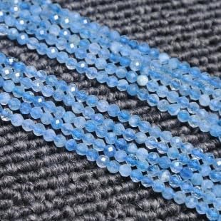 Song Xi 90pcs 4mm Natural Aquamarine Gemstone Beads Faceted Round Loose Stone Beads for Jewelry Making