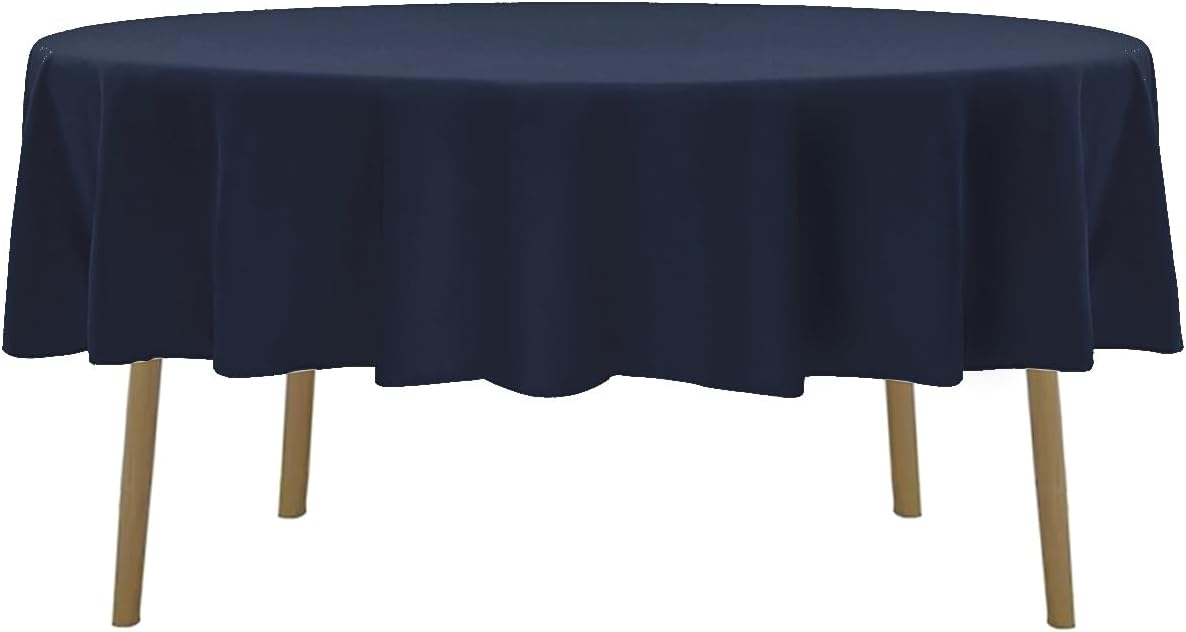 60 inch Round Tablecloth Washable Polyester Table Cloth Decorative Table Cover for Wedding Party Dining Banquet（60 inch,Navy）