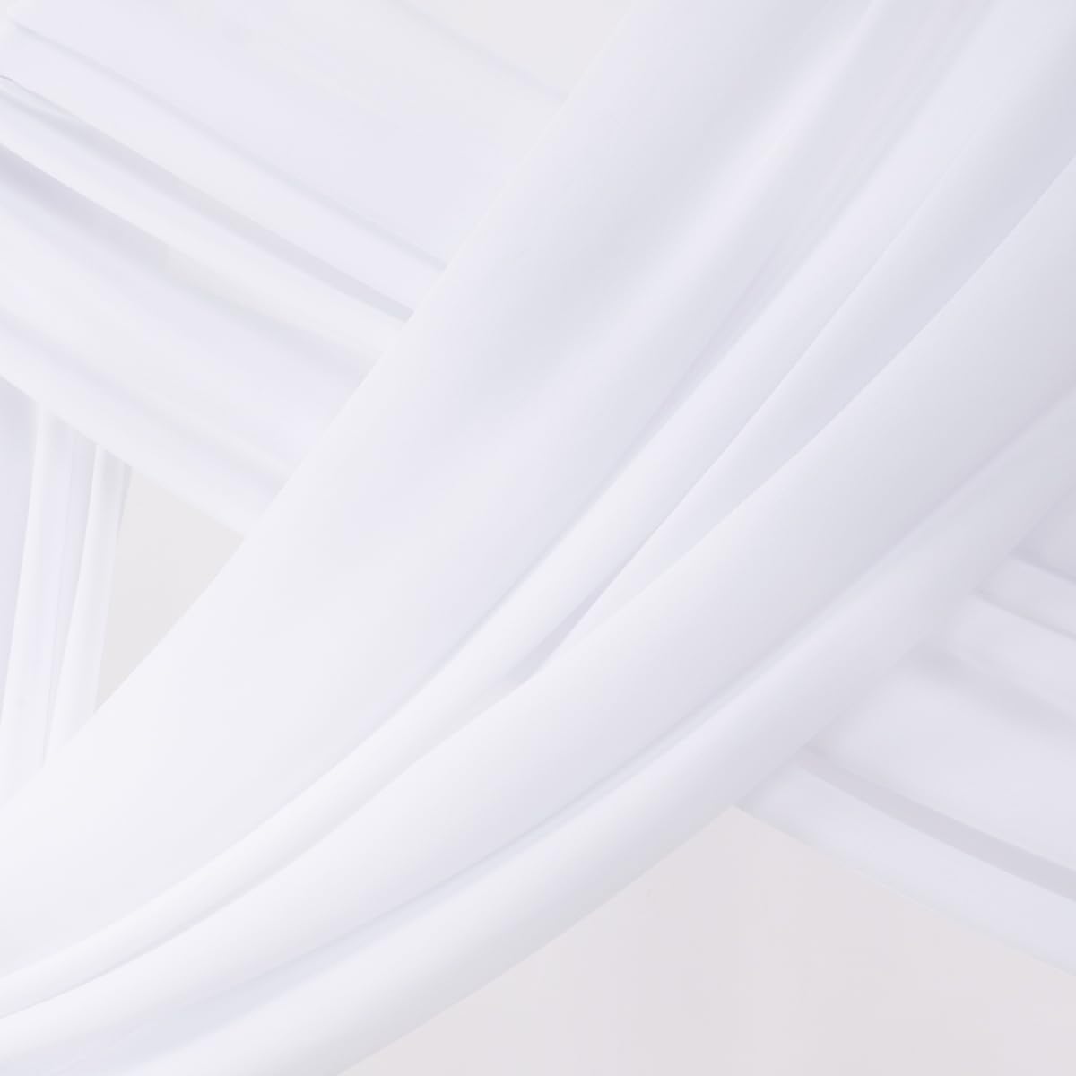 Socomi Wedding Arch Draping Fabric 1 Panel 29" x 19Ft White Sheer Chiffon Curtain Drapes 6 Yards for Wedding Ceremony Birthday Party Decoration