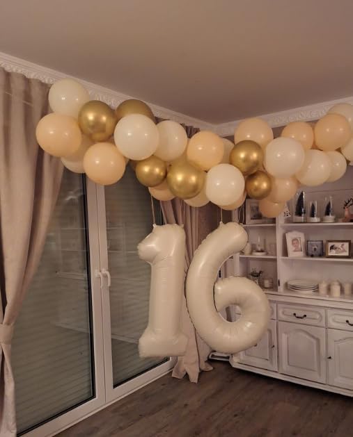 Cream White Number 1 Balloon 40 inch, Number 1 Birthday for Boy Girl, Cream White Foil One Balloon for 1st 10 11 12 16 18 Birthday Party, Anniversary Celebration Number Decorations