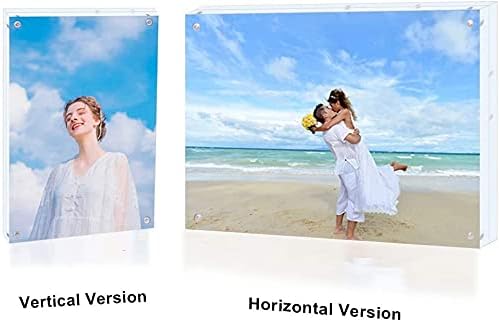 8x8 Acrylic Picture Frame Clear Double Sided Magnetic Picture Frame Desktop Display with Photo Frame Support Stand Best Gift for Family, Baby, Document Photo Frames- Free Soft Microfiber
