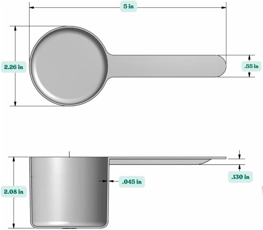 1/2 Cup (4 Oz. | 118.4 mL) Long Handle Scoop for Measuring Coffee, Pet Food, Grains, Protein, Spices and Other Dry Goods (Pack of 25)