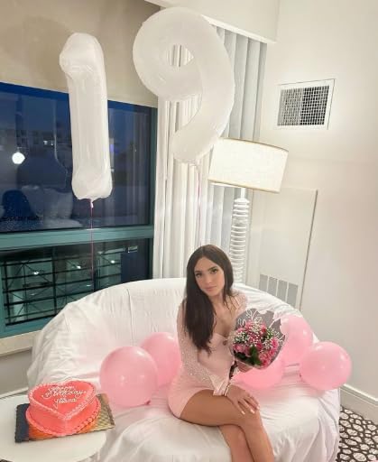 Big White 40 Inch 9 Balloon Number, Jumbo Giant 9th 19 29 39 49 99 Birthday Party Decorations, Large White Foil Balloons Anniversary Birthday Party Engagement Decorations