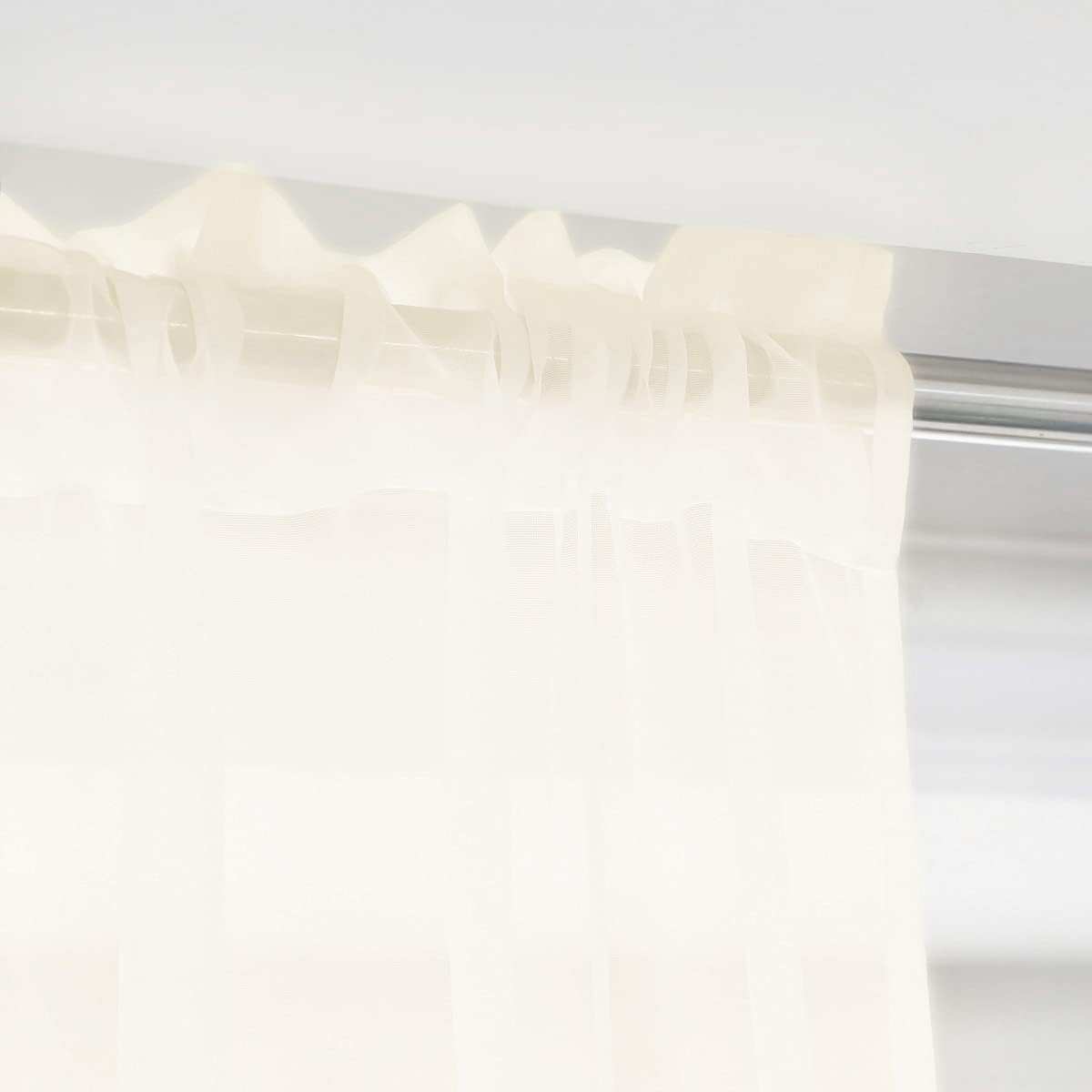 Window Beige Sheer Curtains 60 Inches Width 90 Inches Long 2 Panels Sheer Curtains Clear Curtains Basic Rod Pocket Panel for Home/Living Room/Bedroom/Kids Room