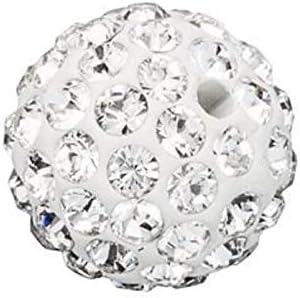 100pcs Adabele Grade A Suncatcher Crystal Rhinestone Pave Loose Beads 8mm Clear White Polymer Clay Disco Ball Spacers Compatible with Shamballa All Craft Jewelry Making DB8-1