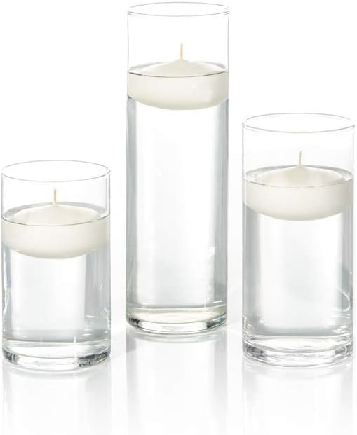yummi Set of 36 Floating Candles and Cylinder Vases - Ivory