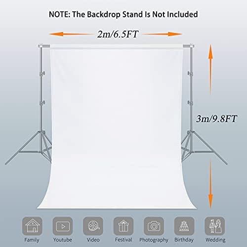 7 x 10 FT White Backdrop, 100% Polyester Photography Backdrop Foldable Washable White Screen for Photoshoot YouTube Zoom Studio Photo Video Recording