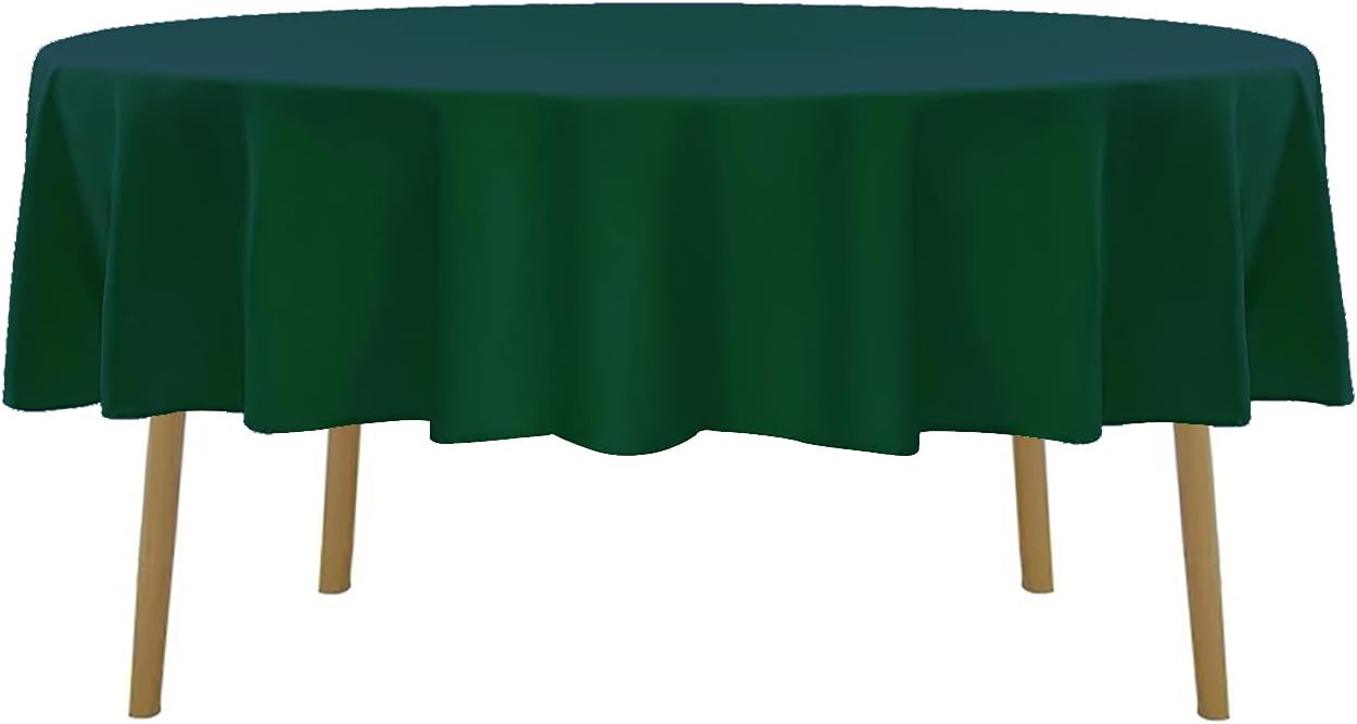 90 inch Round Tablecloth Washable Polyester Table Cloth Decorative Table Cover for Wedding Party Dining Banquet（90 inch, Hunter）